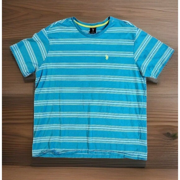 U.S Polo Assn. Men's Short Sleeve T-Shirt Jade Green Stripe Size XL Fast Ship - Picture 1 of 10